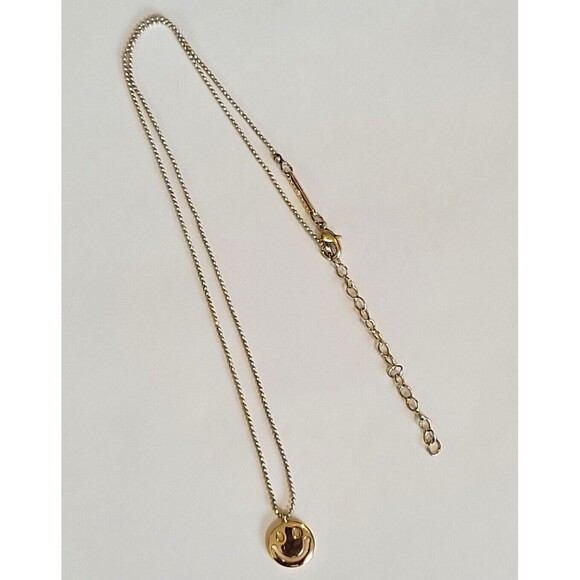 LA Rocks Happy Smiley Face Emoji Necklace Yellow gold tone ball link Chain - Picture 7 of 9